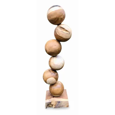 Teak 6 Ball Sculpture 65cm