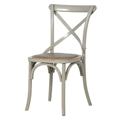 X Back Grey Painted Dining Chair With Rush Seat