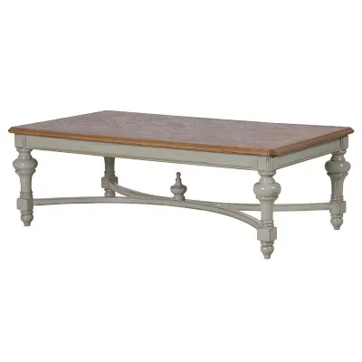 Large Painted Frame Coffee Table With Parquet Top