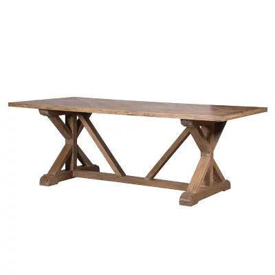 Large Solid Elm Wood Parque Dining Table