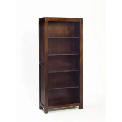 Dark Mango Wood Walnut Tall Open Bookcase