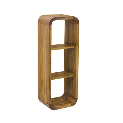 Modern Solid Mango Wood 3 Tier Shelving Unit with Rounded Corners