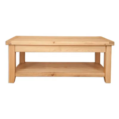 Rustic Oak Coffee Table with Open Shelf