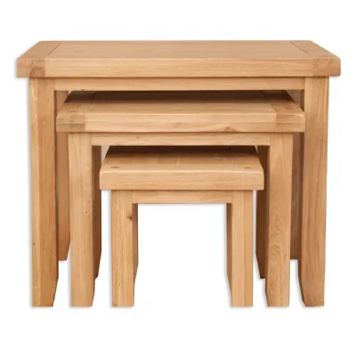 Modern Oak Living Room Nest of 3 Tables