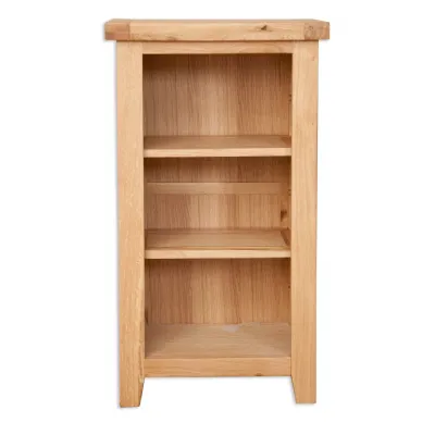 Rustic Natural Oak Small Bookcase DVD Rack
