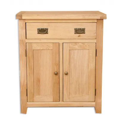 Traditional Natural Oak 2 Door Hall Cabinet with Drawer