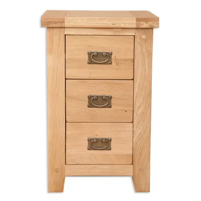 Rustic Oak 3 Drawer Bedroom Bedside Cabinet