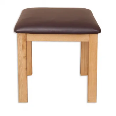 Natural Oak Brown PU Leather Seat Dressing Stool