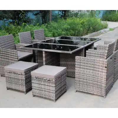 Callum Grey Rattan 6 10 Seat Cube Set