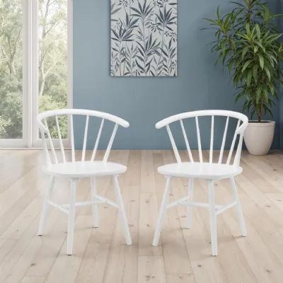 Set Of 2 Modena Dining Chairs White