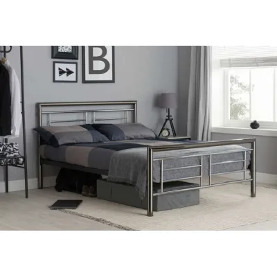 Silver Nickel 5ft King Size Bed with Electroplated Chrome
