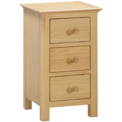 Light Oak Lacquered 3 Drawer Bedside Table