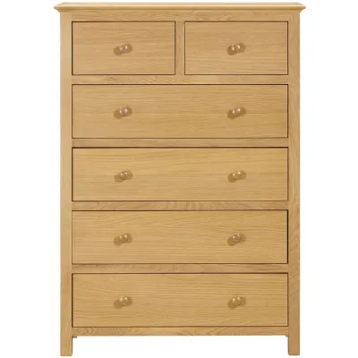 Natural Oak 2 Over 4 Chest of Drawers