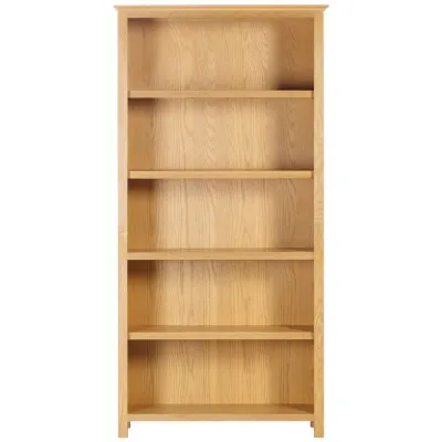 Lacquered Light Oak 6ft Tall Open Bookcase