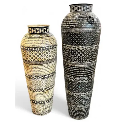 White Metal 135cm Hand Painted XL Decorative Pot