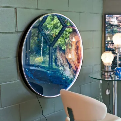Ocean Wave Design Round Wall Art with LED