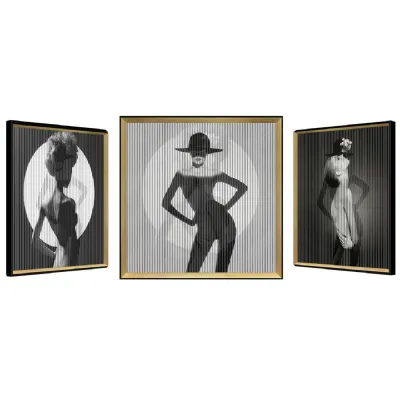 Art and Fashion Model Kinetic Wall Art Gold Framed