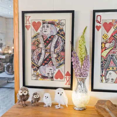 King Of Hearts Playing Card Collage Wall Art Black Frame