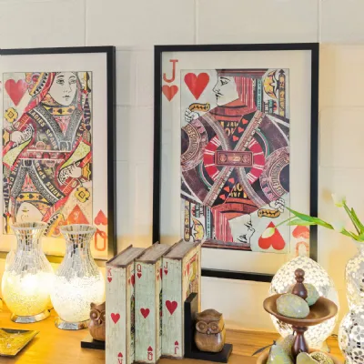 Jack of Hearts Playing Card Collage Wall Art Black Frame