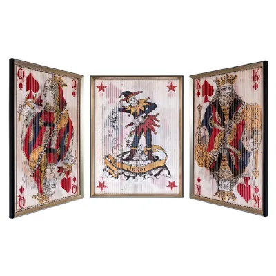 King Queen Joker Small Kinetic Wall Art Gold Frame
