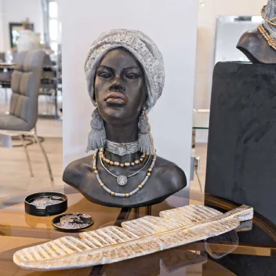 African Large Bust Sculpture with Traditional Styling