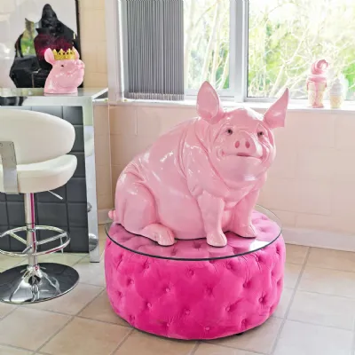 Pink Large Pig Statue Sculpture
