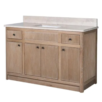 Oak Ribbed 4 Door 2 Drawer Sink Unit