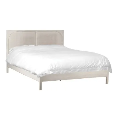 Salento White wash Rattan 5ft. King size Bed