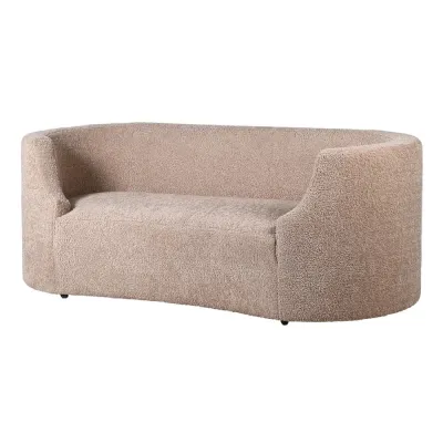 Taupe Boucle Curved 2 Seater Sofa