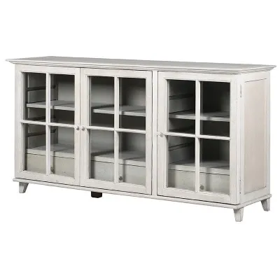 White Wash 3 Glass Door Sideboard Display Unit