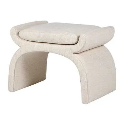 Cream Boucle Arch Natural Linen Dressing Table Stool