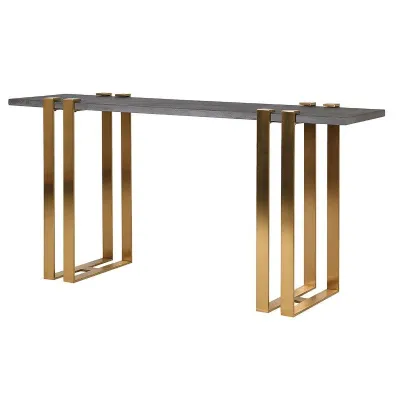 Concrete Top Console Table With Brushed Gold Stainles Steel