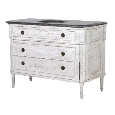 Mottled Distressed Painted 2 Drawer Sink Vanity Unit Taps Not Included