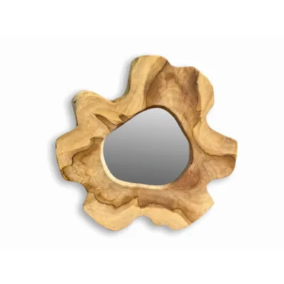 Teak Tree Slice Wall Mirror Small