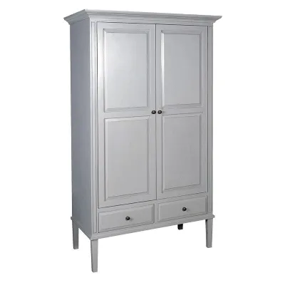 Grey Painted Double 2 Door Wardrobe