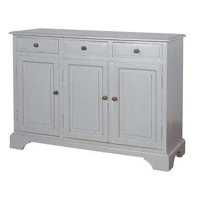 Modern Grey Painted 3 Door 3 Drawer Sideboard Cupboard Unit