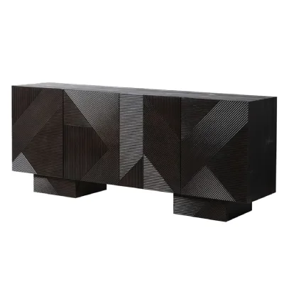Noir Abstract Fluted 4 Door Sideboard