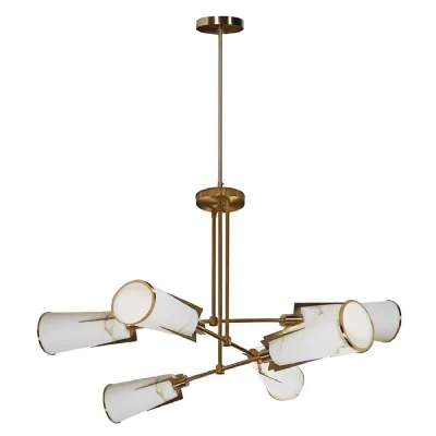Hand Rubbed Brass Alabaster Effect Chandelier