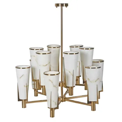 Hand Rubbed Brass Alabaster Effect Chandelier
