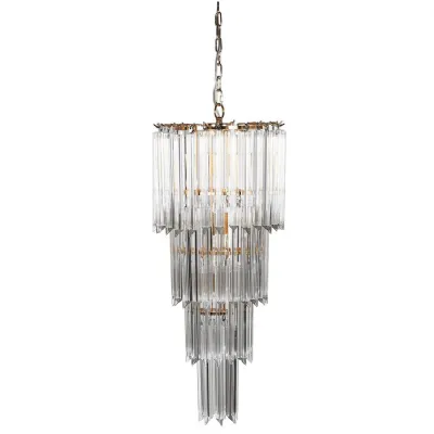 Gold Mid century Tiered Crystal Chandelier