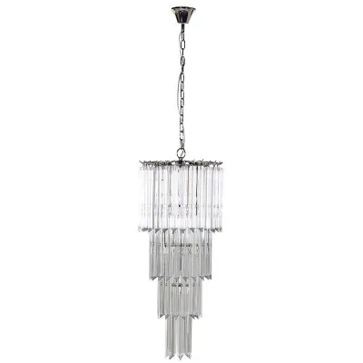 Traditional Style 4 Tiered Glass Droplet Pendant Lamp Ceiling Light