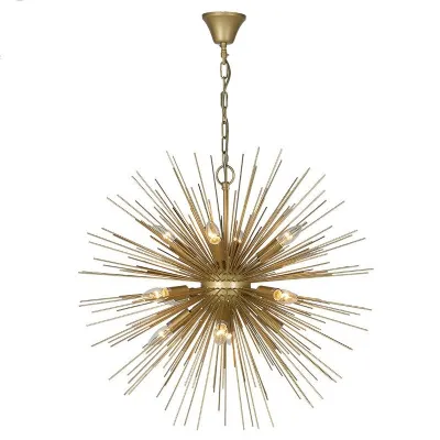 Gold Retro Needle Starburst Chained Ceiling Light