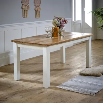 Whiteish Mango Wood 170cm Large Dining Table Natural Top