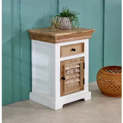 Alfie Solid Mango Wood Bedside Cabinet 1 Drawer Plus 1 Door