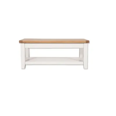 Modern White Painted Oak Top Coffee Table with Shelf