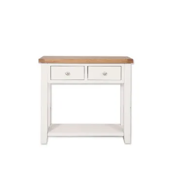 Modern White Painted Oak Top 2 Drawer Console Table