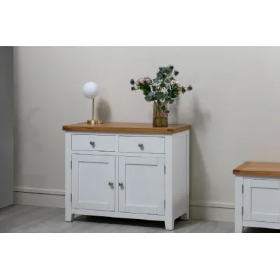 Modern White Painted Oak Top 2 Door 2 Drawer Sideboard
