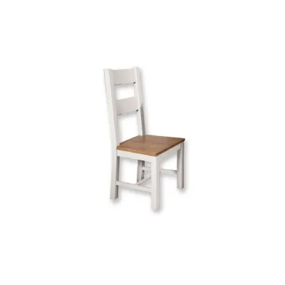 Modern White Painted and Oak Dining Chair