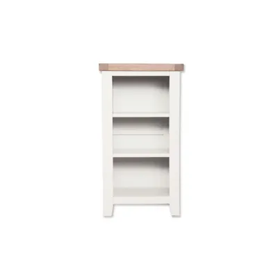Modern White Painted Oak Top Small Bookcase DVD Rack