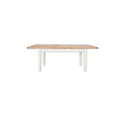 Modern White and Natural Oak Medium Extending Dining Table with Butterfly Extension